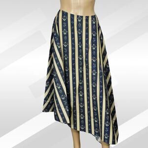 2/$50 WeWoreWhat Deep Storm Floral Stripe Asymmetrical Midi Skirt Size 4